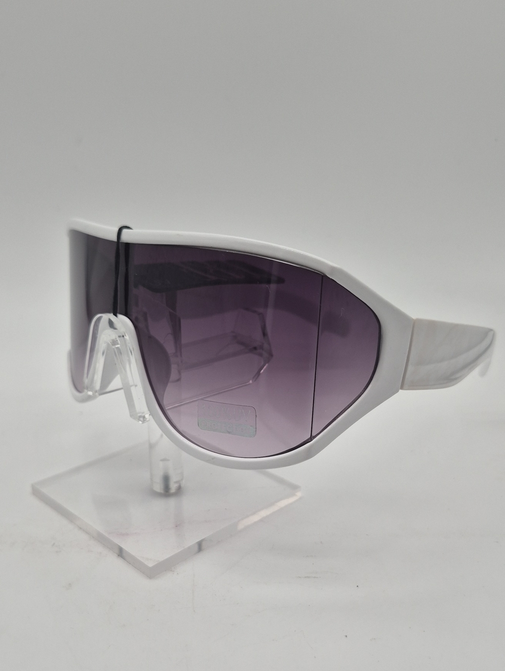 Sleek White Frame Sunglasses with Purple Gradient Lens - Women's Fashion